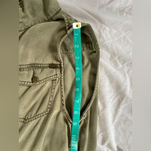 Max Jeans Olive Green long Utility Cargo Vest with pockets barn jacket size S - Picture 10 of 12